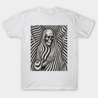 Op Art Reaper Death Mortality Optical Illusion Grim Reaper T-Shirt